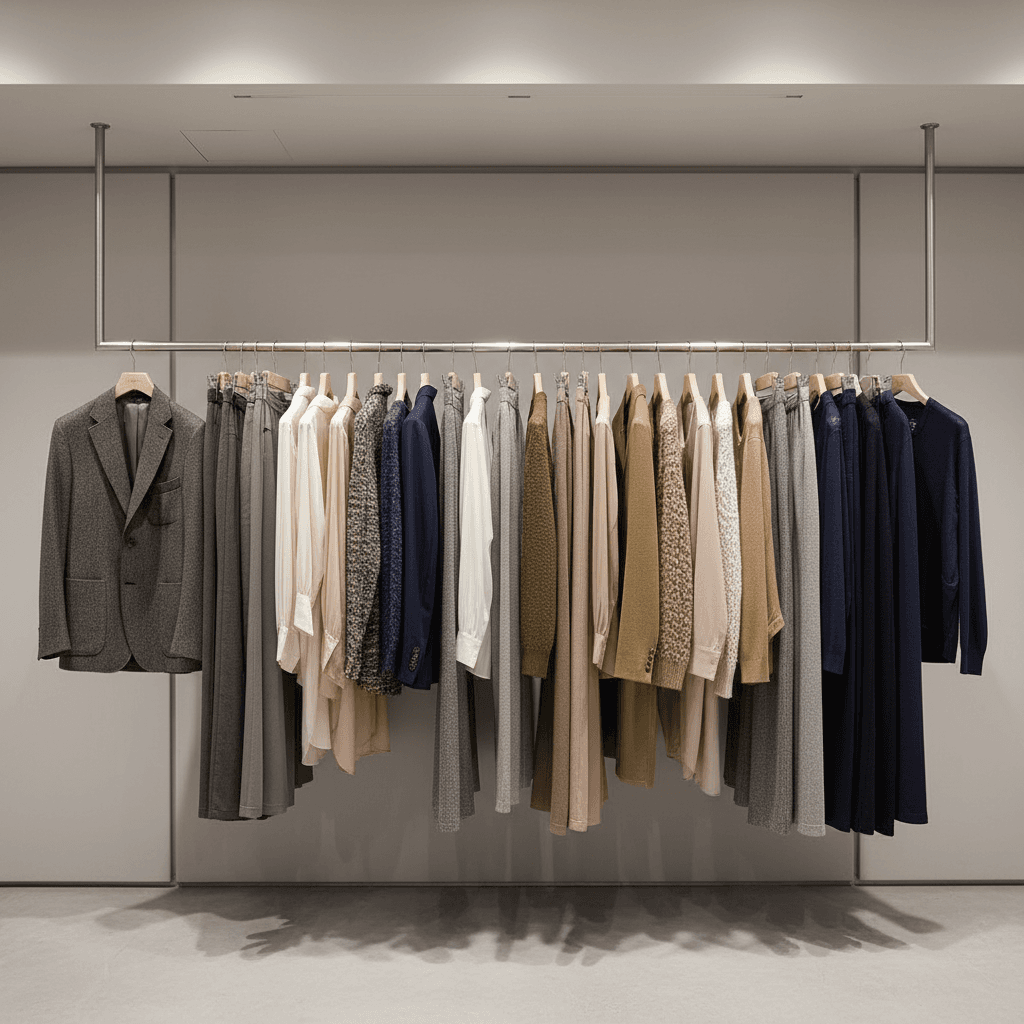 Quality clothing selection including various styles and colors for retail wholesale
