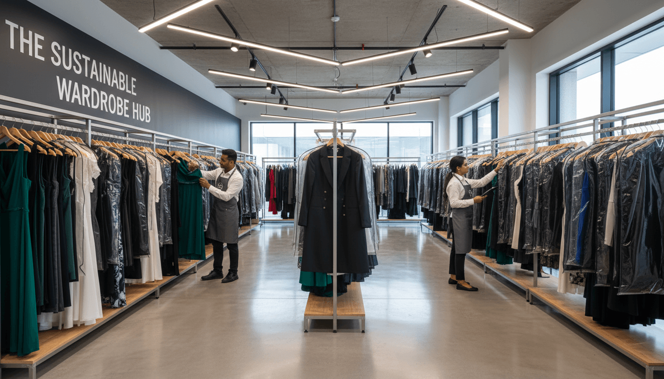 Organized clothing inventory in professional wholesale warehouse